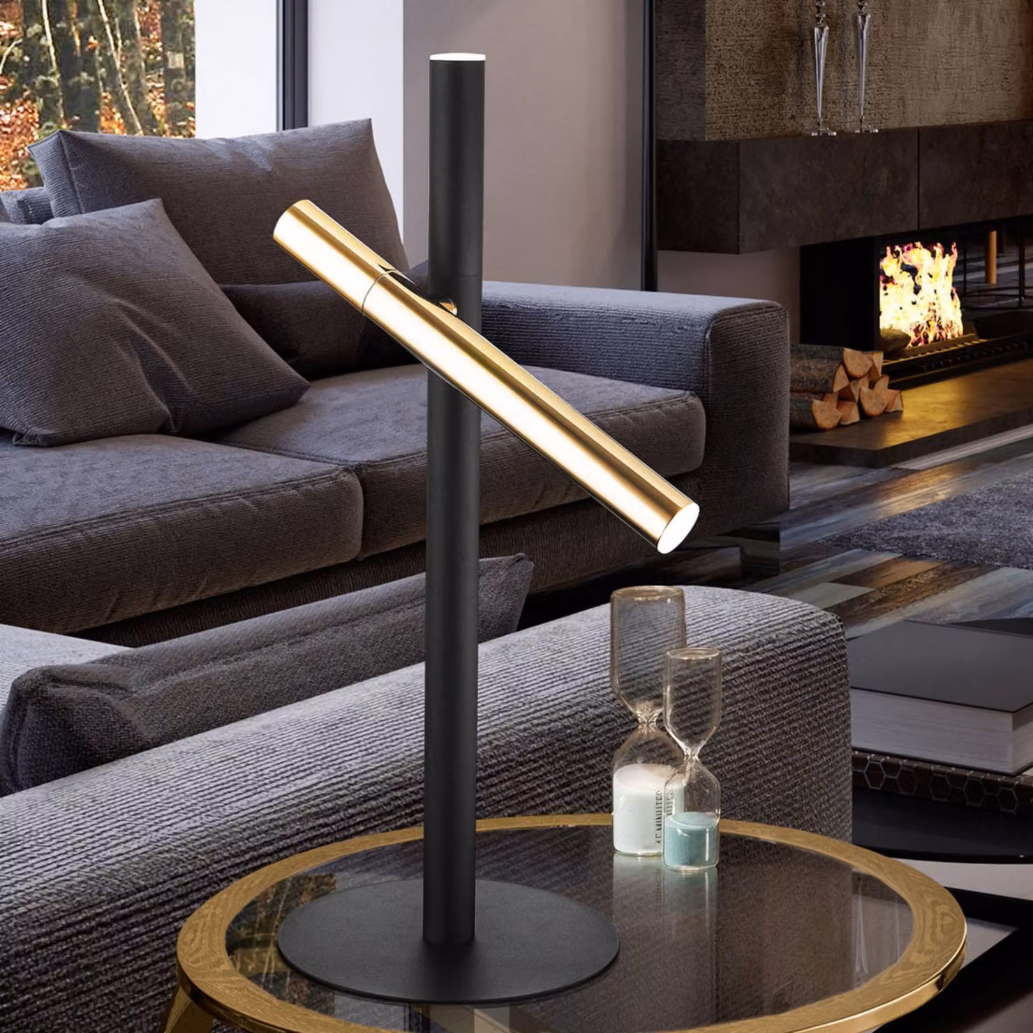 Schuller Valencia Lampada da tavolo a LED Varas, Nero, Soggiorno / Sala da pranzo, Metallo, Moderno, Lampada da tavolo LED