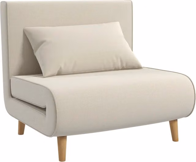 Divano letto, divano singolo, divano pieghevole con schienale regolabile, stile nordico, simil lino per soggiorno e camera degli ospiti