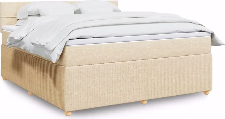 Maison Exclusive - Letto boxspring con materasso Crema 180x200 cm Tessuto