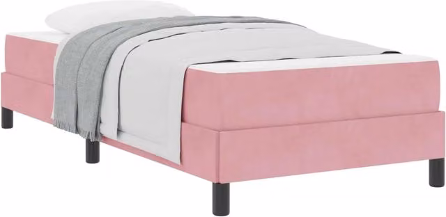 Letto singolo | Letto per adulti | Letto a molle con materasso Rosa 100 x 220 cm Tessuto