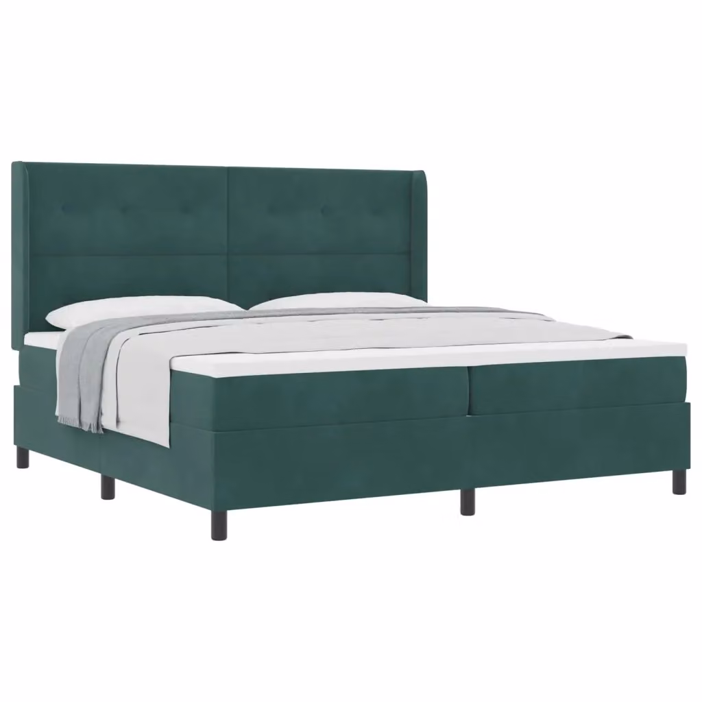 Letto a molle con testiera vidaXL in velluto verde, L/P/H: 200 x 200 x 280 cm – 2