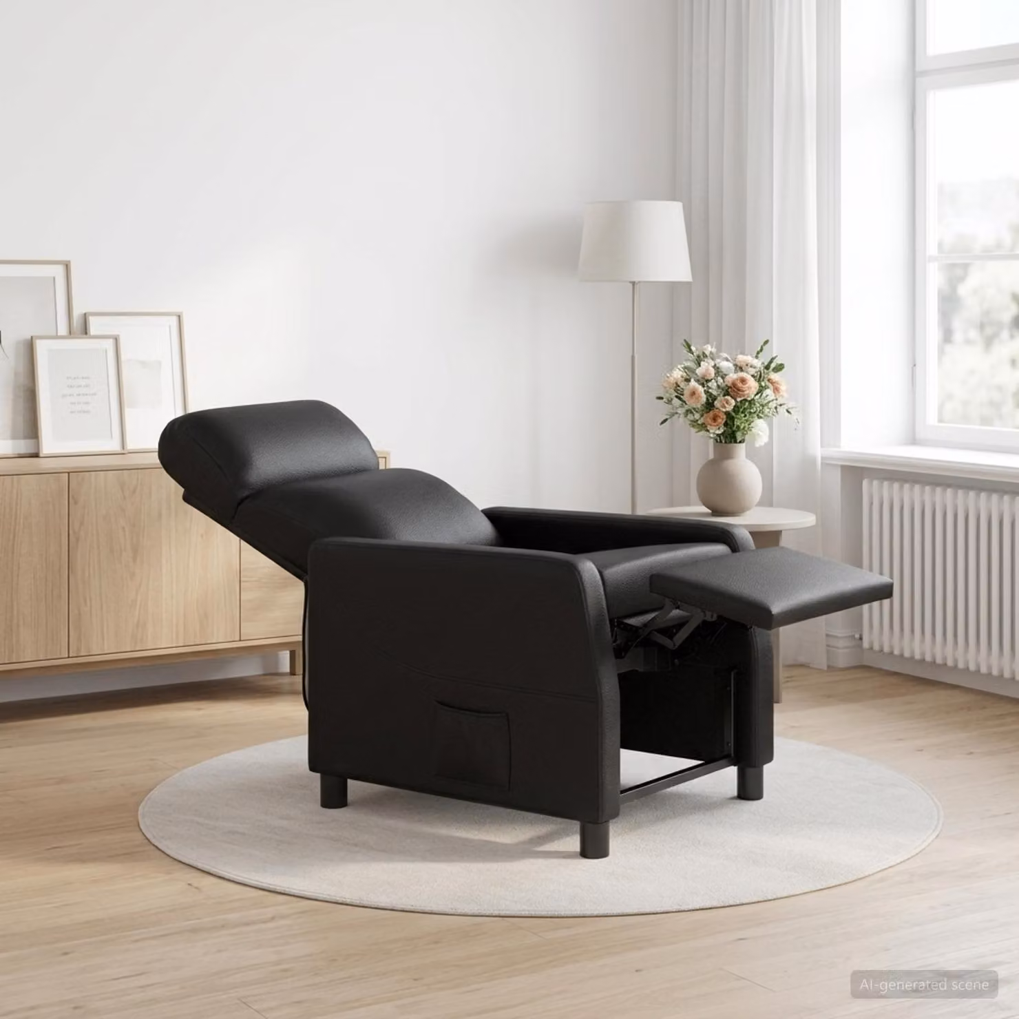 Poltrona reclinabile relax vidaXL in similpelle nera con braccioli per soggiorno e ufficio in casa