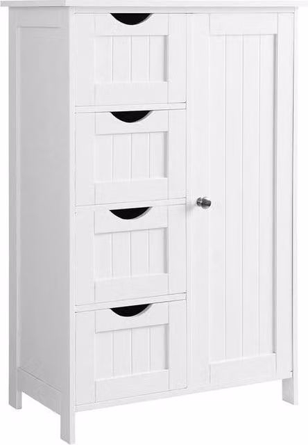 Cassettiera da bagno - Comodino in stile rurale - Cassetta per saponi - Cassettiera da bagno - Cassettiera da bagno a pavimento - Cassetta per medicinali - Cassettiera da bagno angolare - Bianca - 55 x 82 x 30 cm (L x A x P)