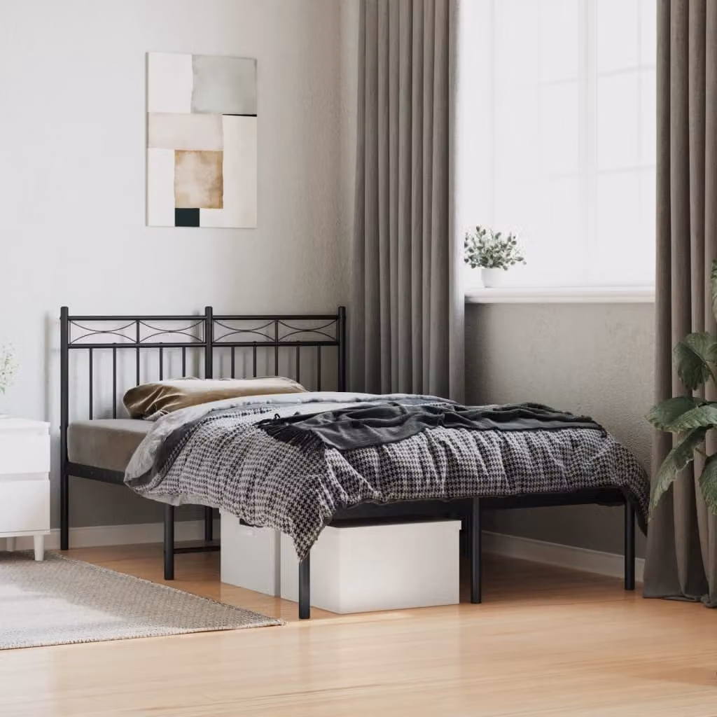 vidaXL Giroletto con Testiera in Metallo Nero L 120 cm x P 200 cm