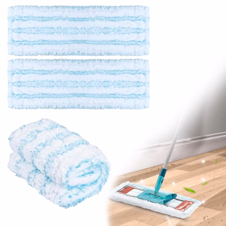 Set di mop per pavimenti, composto da 3 pezzi, in microfibra, lunghezza 47 cm, colore blu/bianco