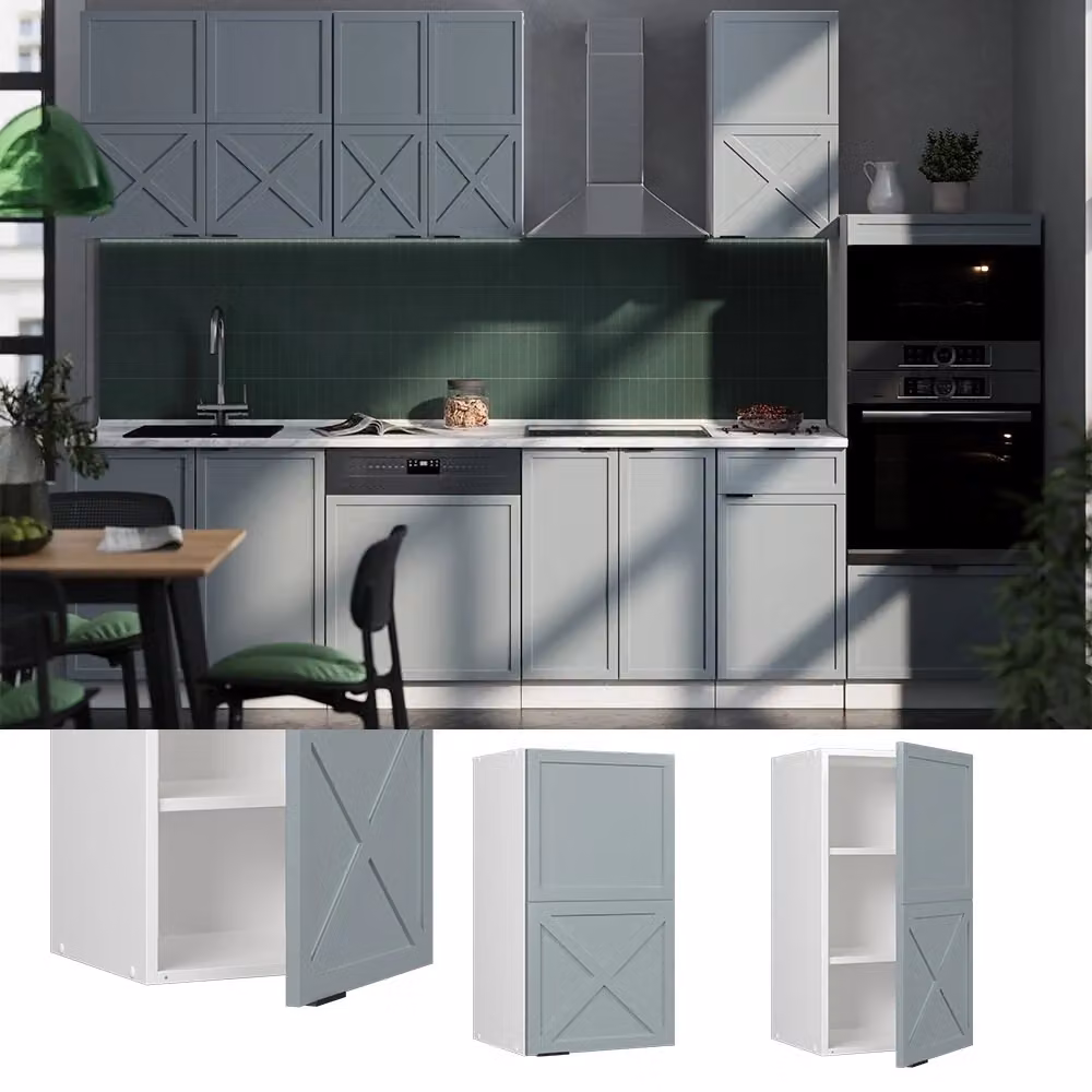 Pensile da cucina Vicco Fame-Line Blu-grigio chiaro e Bianco con ante a battente, L: 40 cm, H: 72 cm, P: 34,1 cm – 2