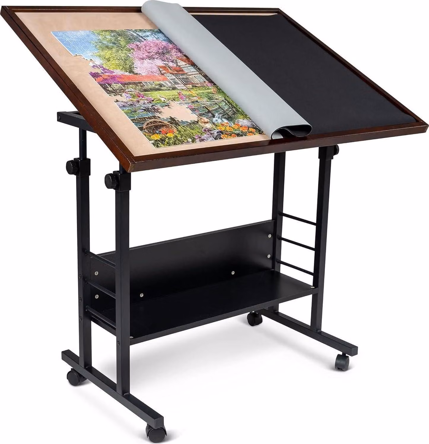 Tavola per puzzle Becko con coperchio e ruote - Altezza e angolo di inclinazione regolabili - Fino a 1500 pezzi