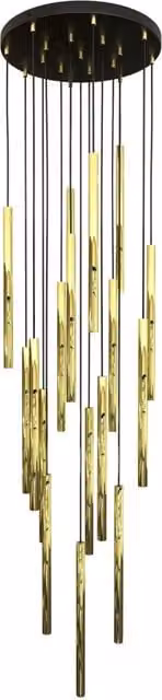 Lampadario a sospensione glamour SELTER Emibig oro e nero regolabile in metallo con 17 lampadine G9