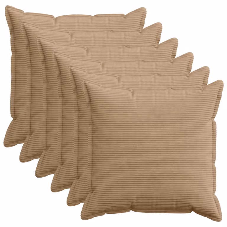 Set di 6 federe quadrate vidaXL HOUTEN in velluto a coste marrone, L 70 cm x P 70 cm