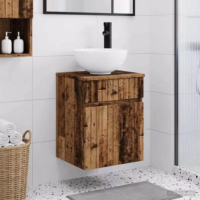 Mobile lavabo da parete vidaXL in legno marrone opaco L: 39 cm, P: 35 cm, H: 63 cm – 1
