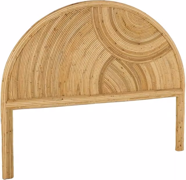 Testiera boho in rattan naturale e legno massello Sweeek, colore marrone naturale, L: 160 cm, H: 130 cm, P: 11 cm – 1