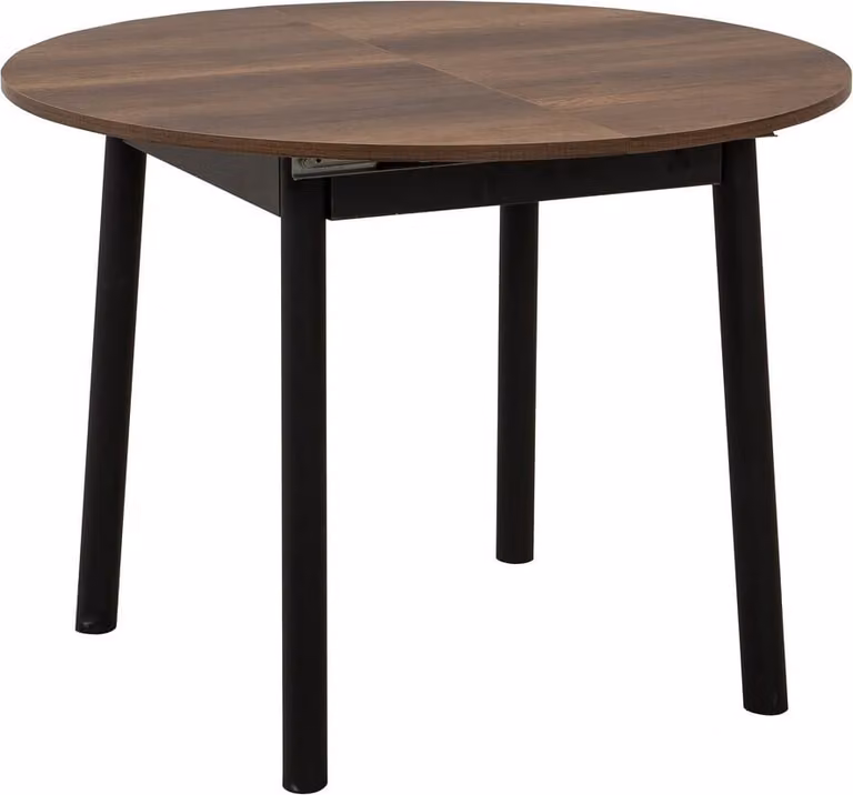 Skye Decor, Oliver - Noce, Nero, tavolo da pranzo allungabile, noce, pannello di legno rivestito in melaminico al 100 %, 100 x 100 x 75 cm