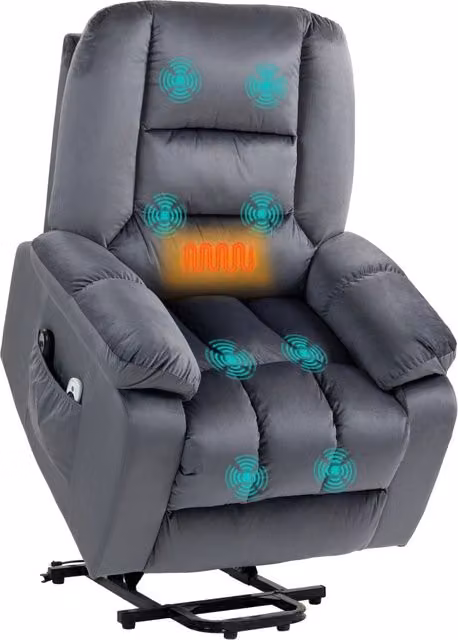 Poltrona relax alzapersona con massaggio ¨C Xylo ¨C 8 punti massaggianti, grigio, 85x94x107 cm