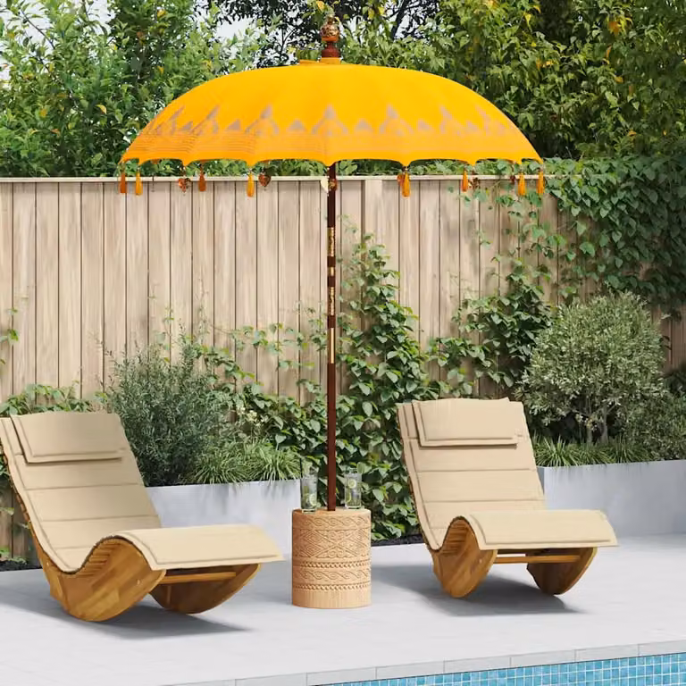 Ombrello balinese con base vidaXL, Giallo, L/P/H: 185 x 185 x 260 cm