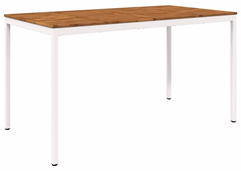 Tavolo da giardino, design naturale e bianco, dimensioni 196 x 100,5 x 105 cm