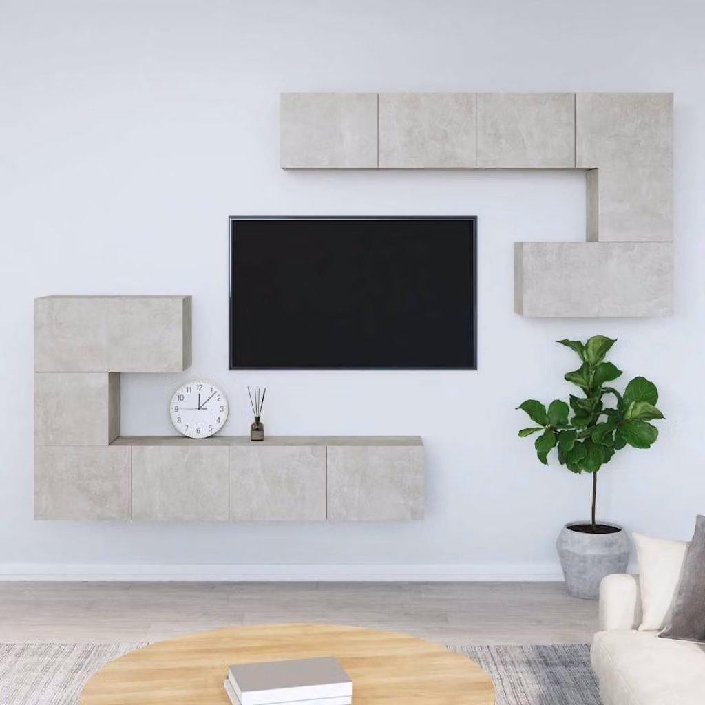vidaXL Mobile Porta TV a Parete Grigio in Legno e MDF per Soggiorno L: 80 cm, P: 30 cm, H: 30 cm – 1