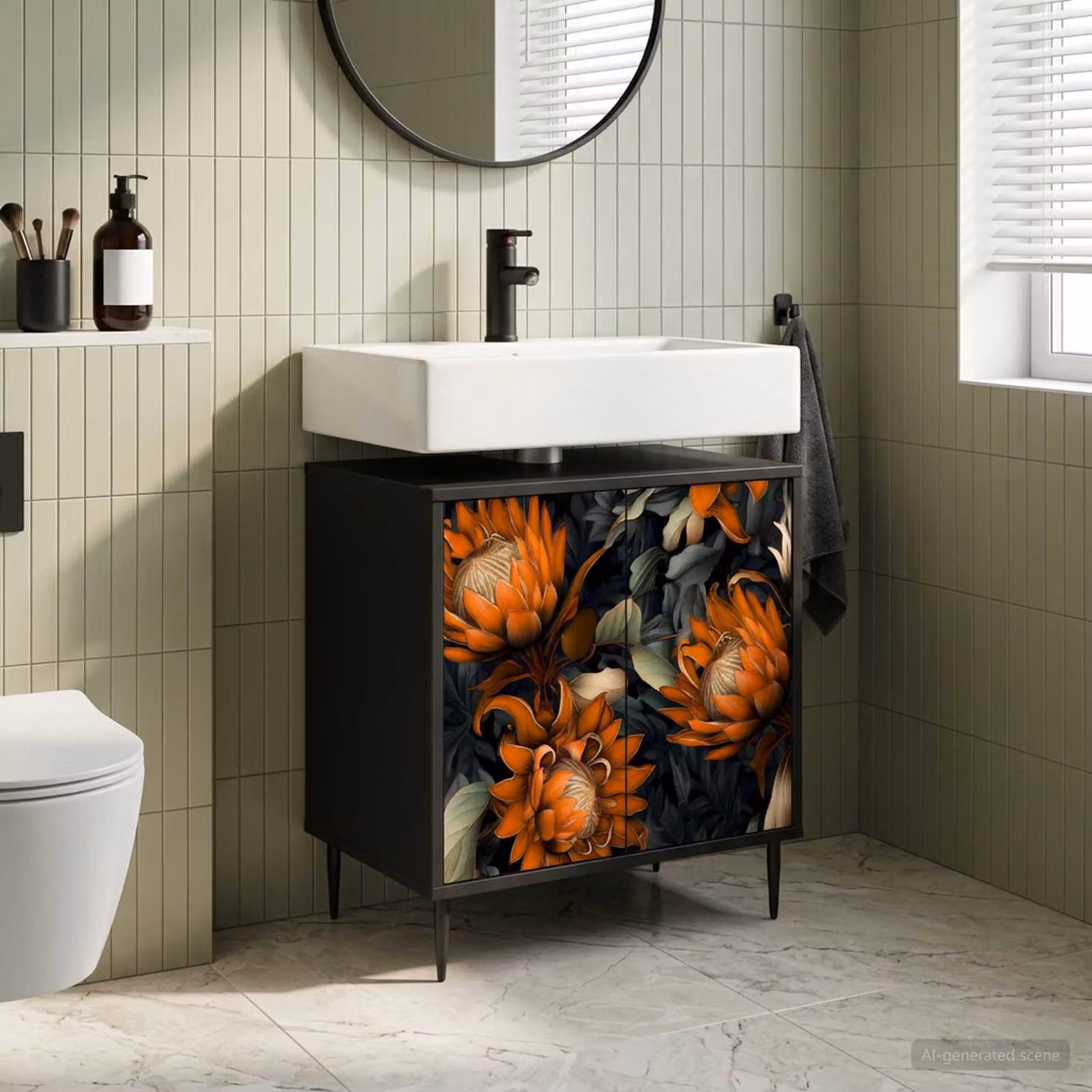 Mobile da bagno vidaXL LOCHEM moderno in MDF nero L 60 cm x P 40 cm x H 61 cm