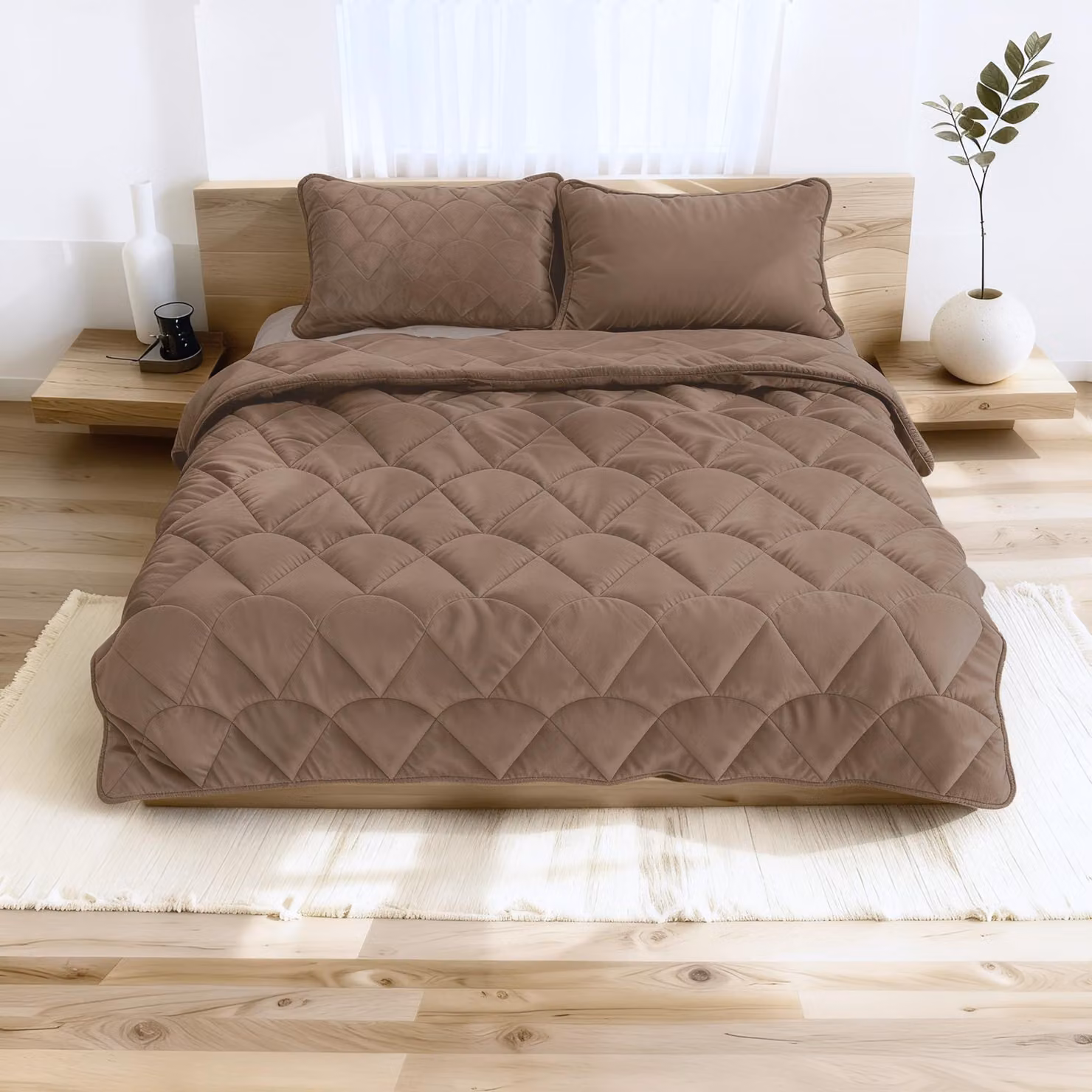 Coprimaterasso senza coprifiore, 240 x 200 cm, color tortora, per letto matrimoniale, lavabile, ideale per la camera da letto