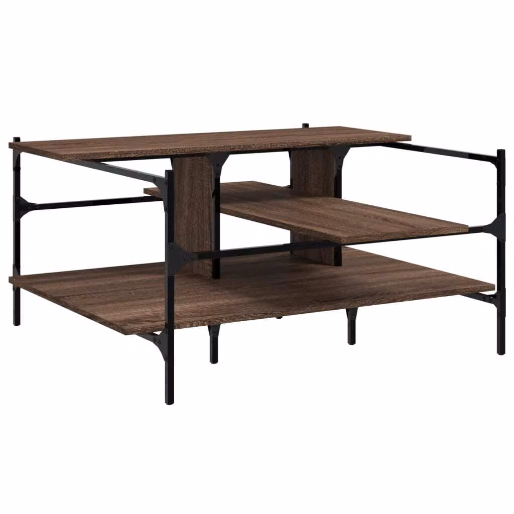 Tavolino Salotto Rovere Marrone 100x100x48,5 Legno Multistrato