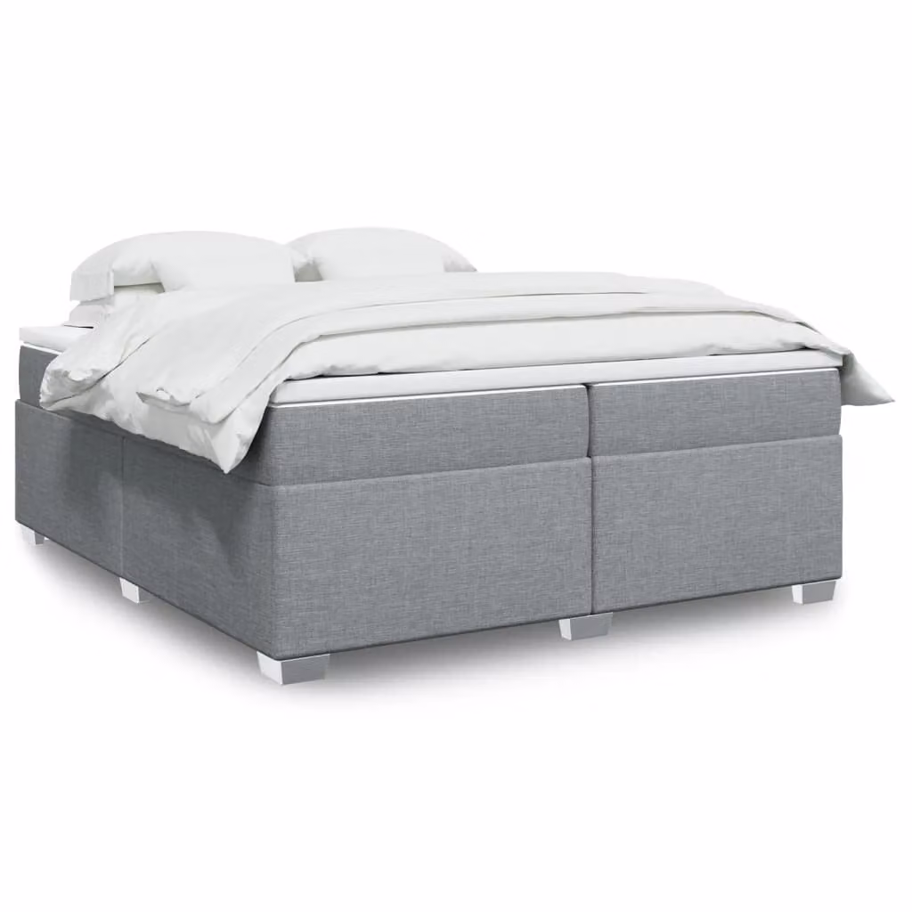 vidaXL Giroletto a Molle con Materasso Ibrido in Tessuto Grigio e Bianco, L/P: 200 x 200 cm