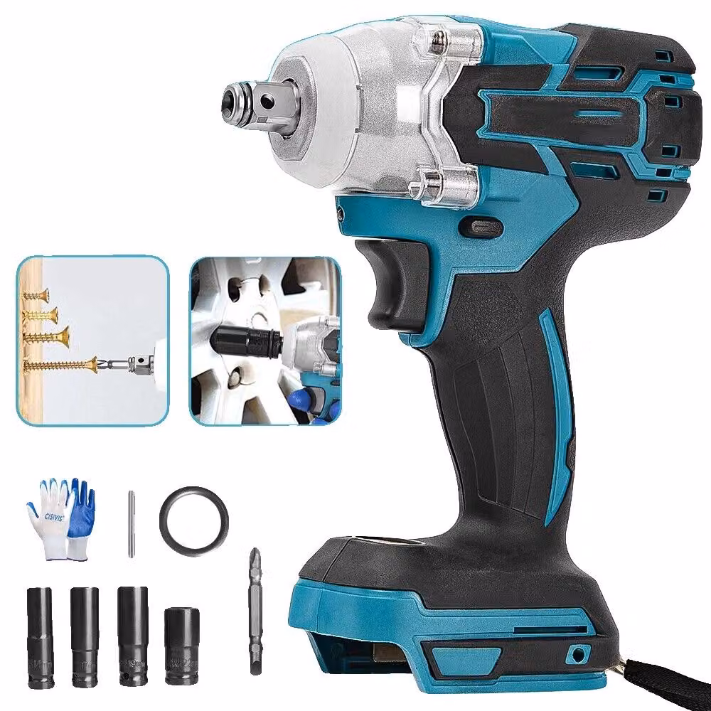 Trapano avvitatore a batteria, coppia massima di 1000 Nm, velocità variabile fino a 4000 giri/min, compatibile con batterie al litio da 18V–21V, struttura robusta e duratura, design leggero