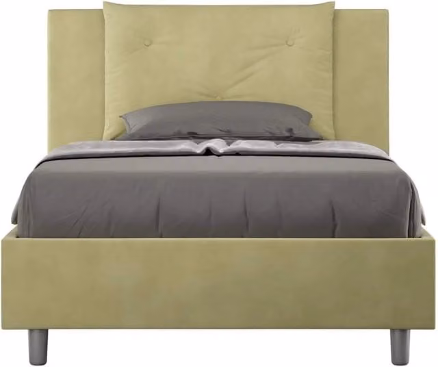 Letto una piazza e mezza senza rete imbottito 110x210 microfibra tè verde Appia