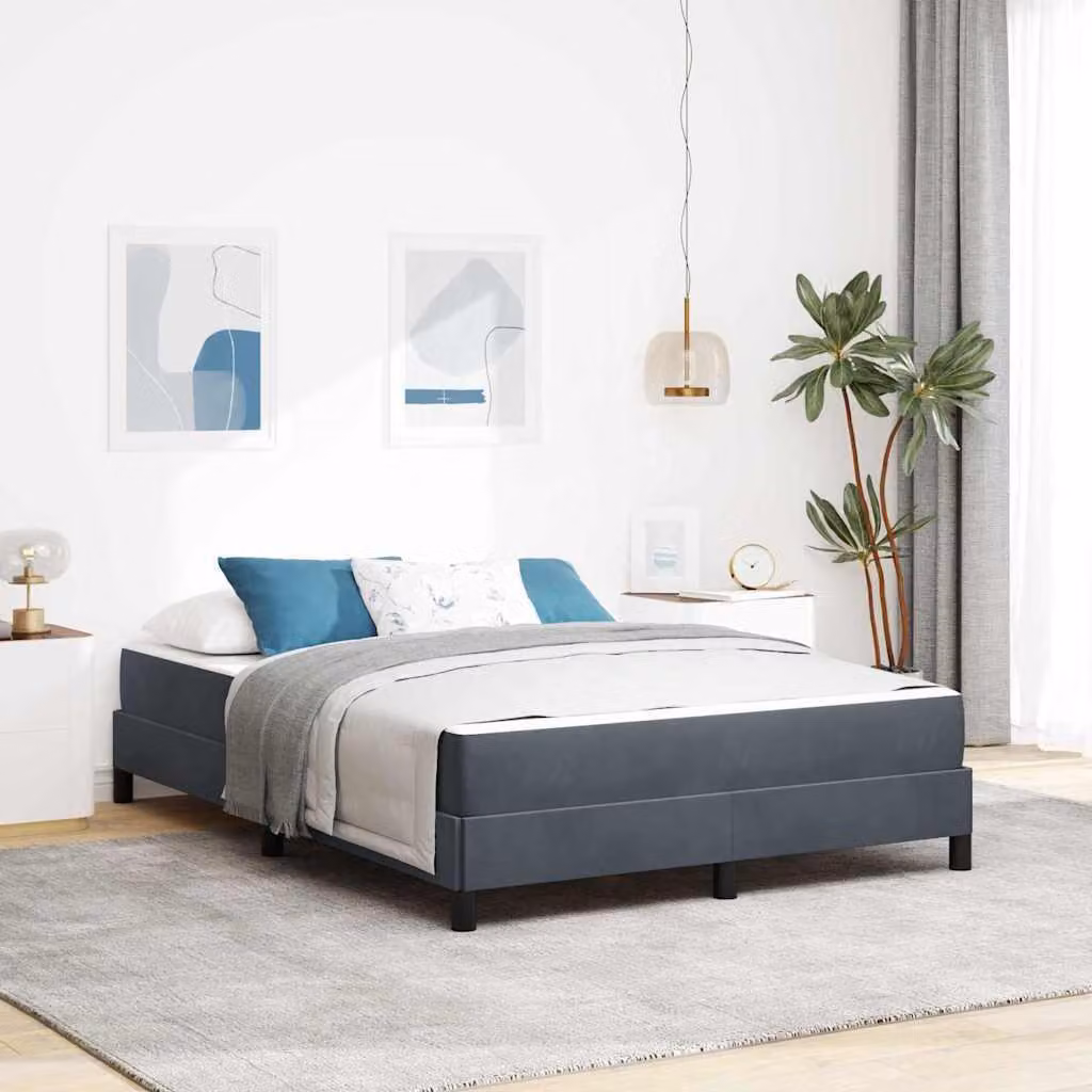 Maison Exclusive - Letto boxspring con materasso grigio scuro 140 x 190 cm Tessuto