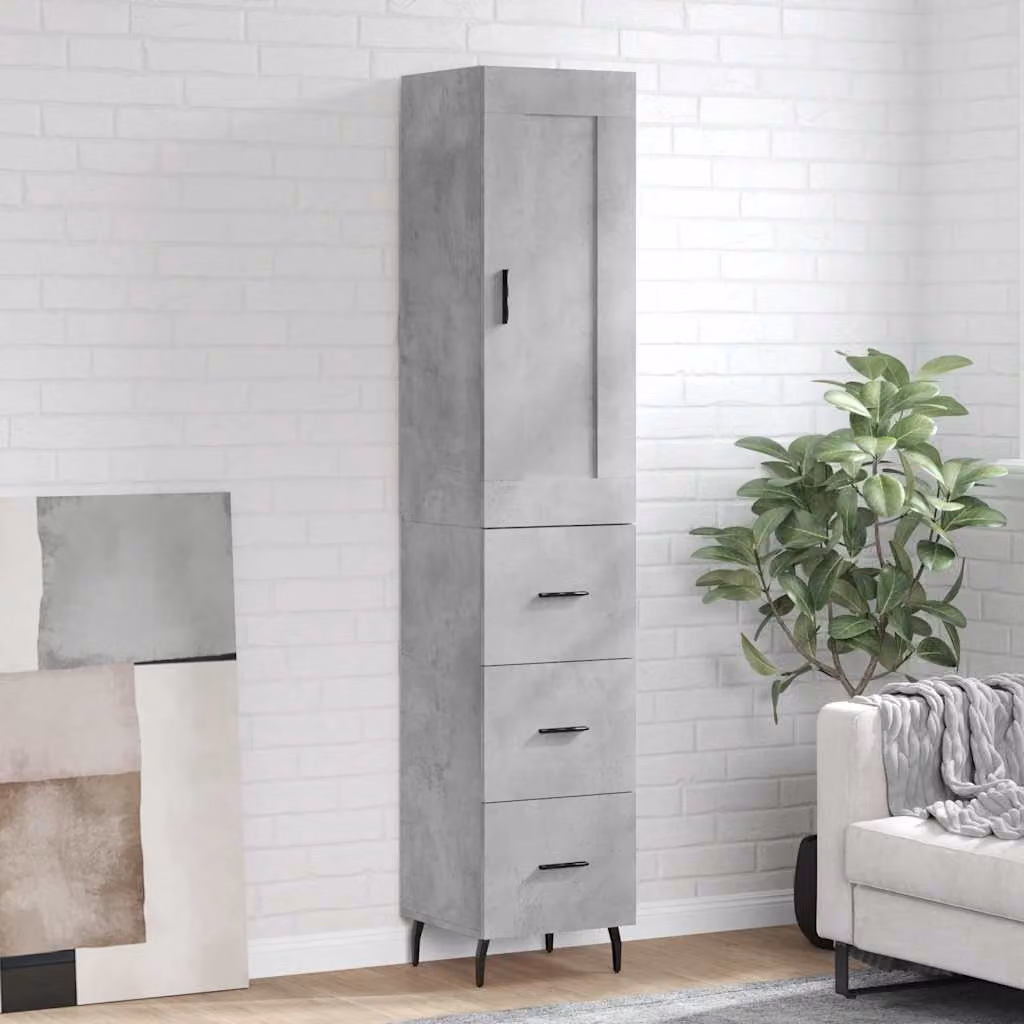 Credenza moderna vidaXL in legno e metallo, colore grigio, L/P/H: 34,5 x 34 x 180 cm