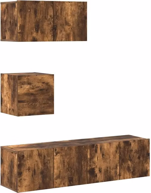Set di Mobili Porta TV 4 Pezzi in Legno Multistrato Rovere Fumo Marrone per Soggiorno L/P/H: 60 x 30 x 30 cm