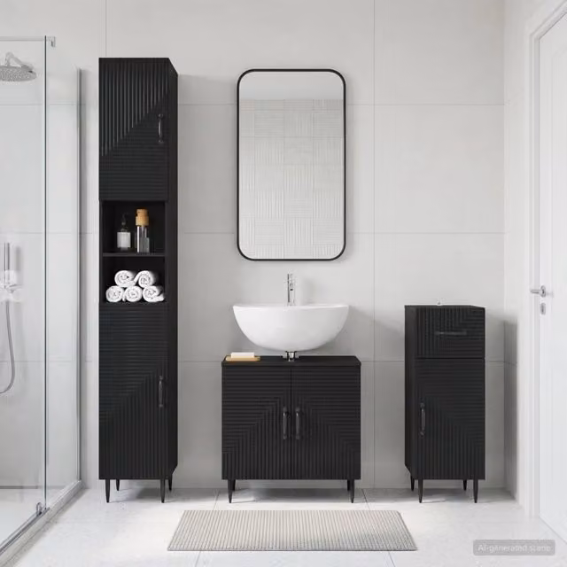 Set di armadietti da bagno in 3 pezzi HAARLEM Nero 3417856