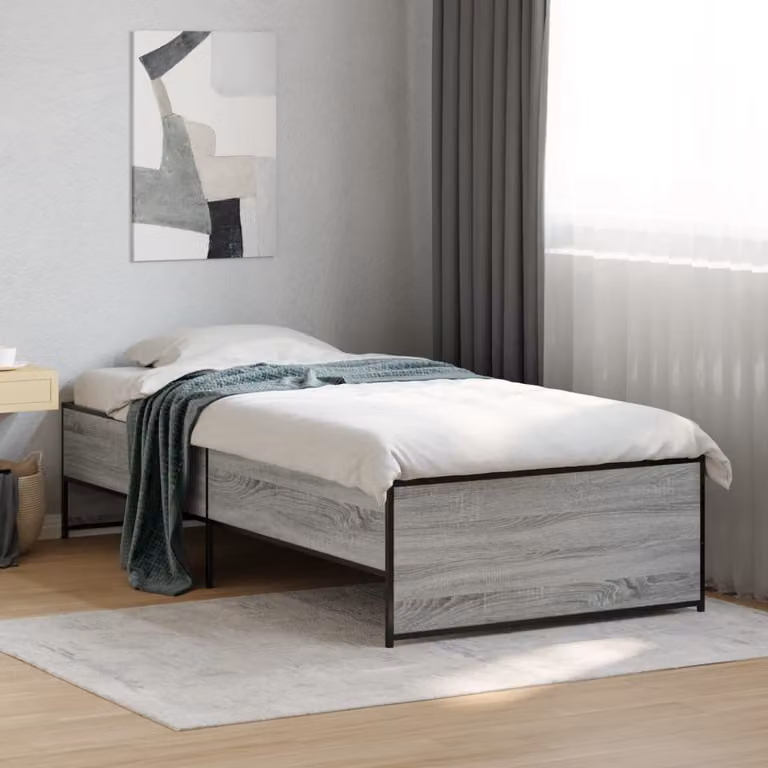 vidaXL Giroletto Moderno Grigio Sonoma in Legno Multistrato e Metallo L: 78 cm, P: 193 cm, H: 40,5 cm