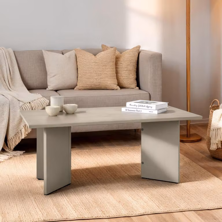 Tavolino MESA in legno massello 110 x 45 x 60 cm grigio - tavolino da salotto minimalista in legno, con gambe angolate