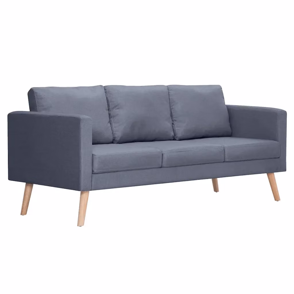 Divano a 3 posti moderno vidaXL in tessuto grigio con struttura in legno e coperture rimovibili – 2