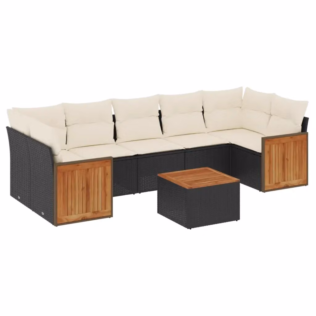 Set di divani da giardino vidaXL in polyrattan nero con 8 pezzi e cuscini inclusi – 2