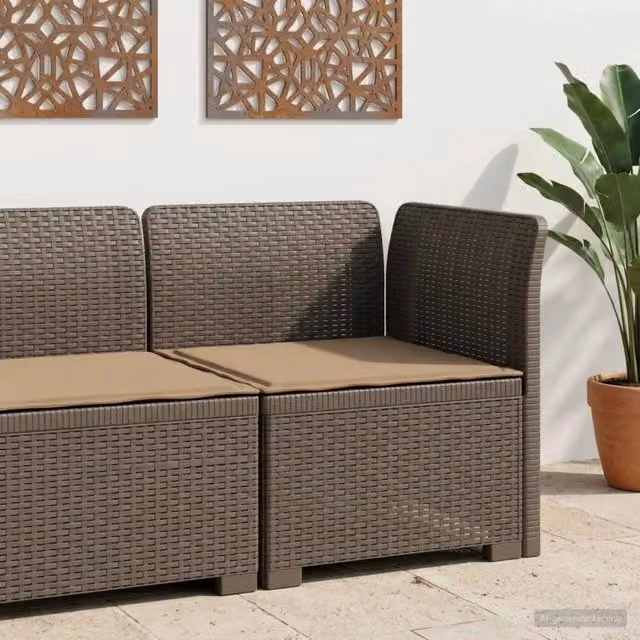 Divano da giardino a 1 posto con cuscino in design moderno effetto rattan per esterno, disponibile nei colori grigio, beige o marrone
