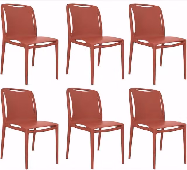 Velair Set 6 Sedie Polipropilene 51 x 52 x 81 cm Impilabili color Marsala