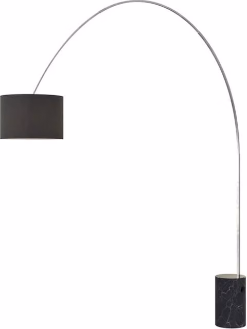 Piantana Contemporanea Turning Marmo Cilindro E Tessuto Nero 1 Luce E27