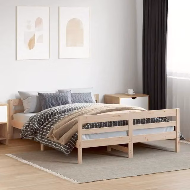 Letto senza Materasso 120x200 cm in Legno Massello di Pino 842790