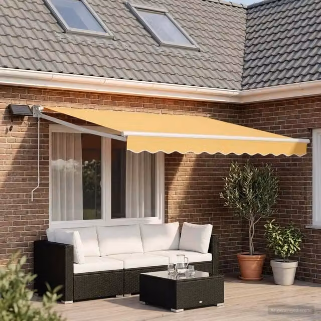 Tenda retrattile manuale Videx con LED color sabbia e struttura in acciaio e alluminio – 1
