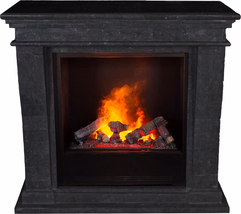 Caminetto a vapore acqueo Xaralyn - Kreta-Mini EC6-SBU - pietra naturale nera - con telecomando - caminetto elettrico Opti-Myst - caminetto da incasso incluso - camino decorativo