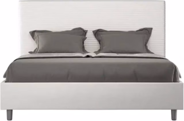 Letto matrimoniale senza rete imbottito 160x200 similpelle bianco Focus