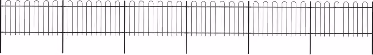 Recinzione da Giardino con Parte Superiore ad Anello in Acciaio 1070x100 cm Nero