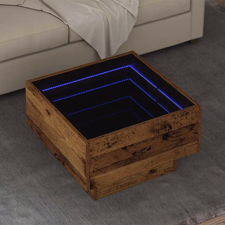 Tavolino da salotto vidaXL in legno marrone stile rustico L/P/H: 50 x 50 x 30 cm