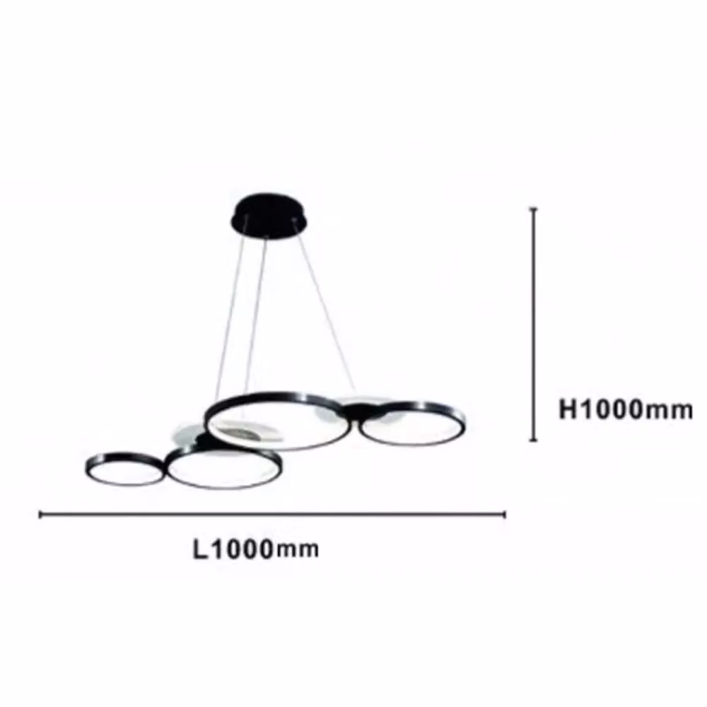 Lampadario a Sospensione LED Trade Shop Moderno con 6 Anelli Luminosi Nero, Dimmerabile con Telecomando, 65W – 2