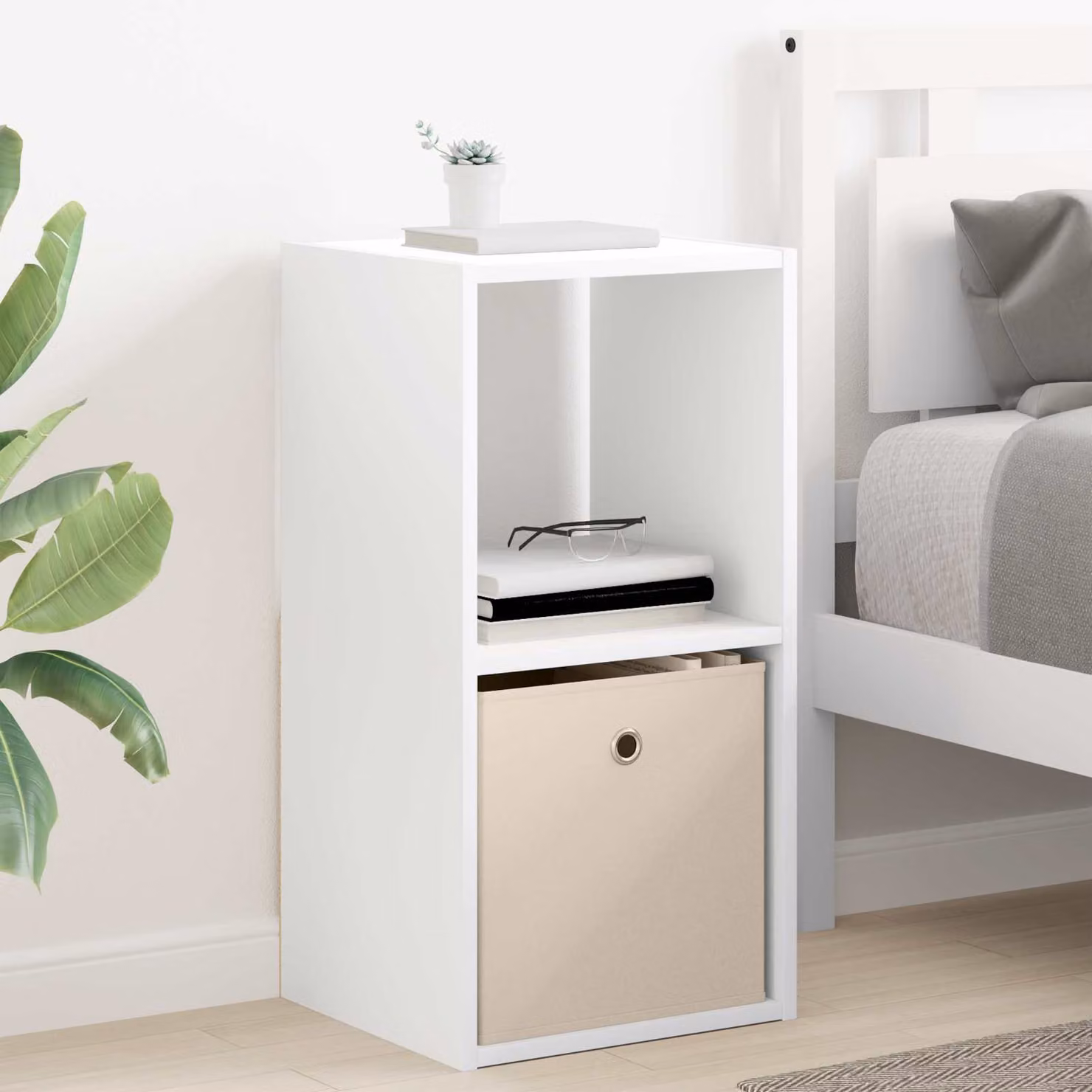 Comodino moderno vidaXL in legno MDF bianco L 35 cm x P 32 cm x H 68,5 cm