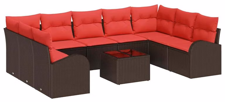Set di divani 10 pcs Marrone Rattan in Polipropilene