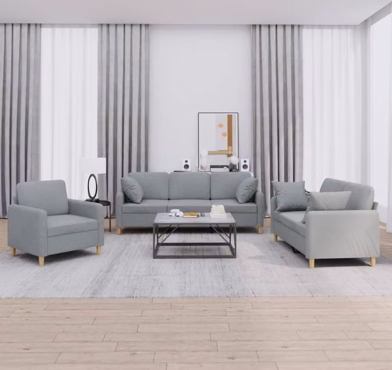Maison Exclusive - Set divano 3 pezzi con cuscini in tessuto grigio chiaro