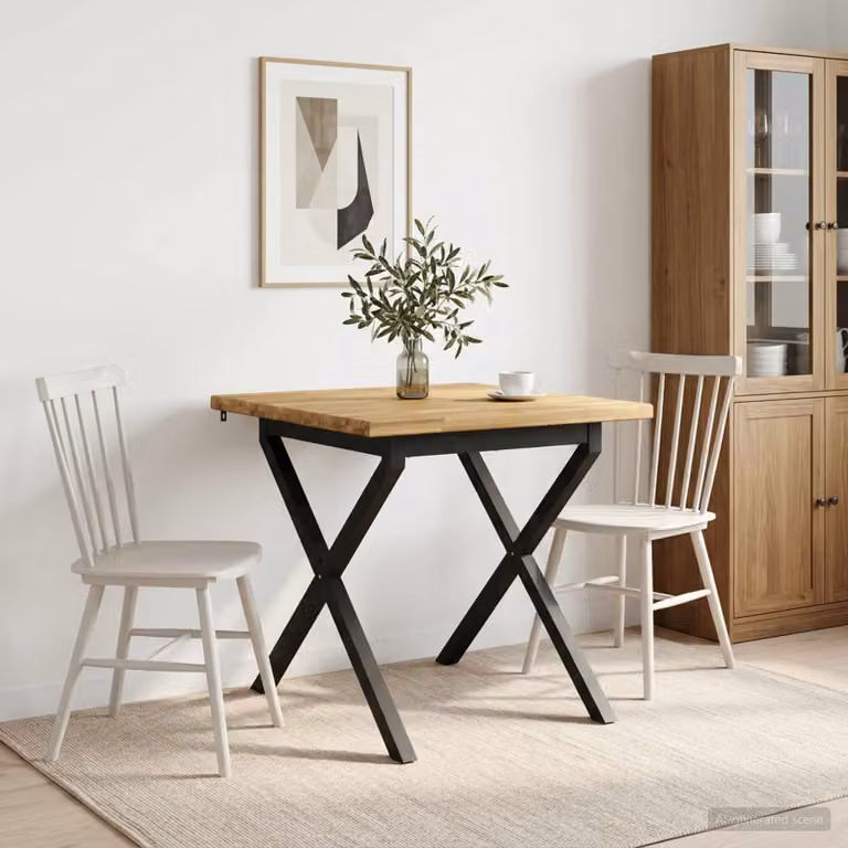 vidaXL 70 x 70 x 75 cm Legno di Acacia Massello Bianco e Nero Quadrato