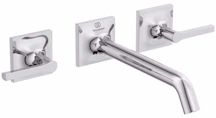 Miscelatore per lavabo a parete JOY NEO kit 2, maniglie a leva cromate