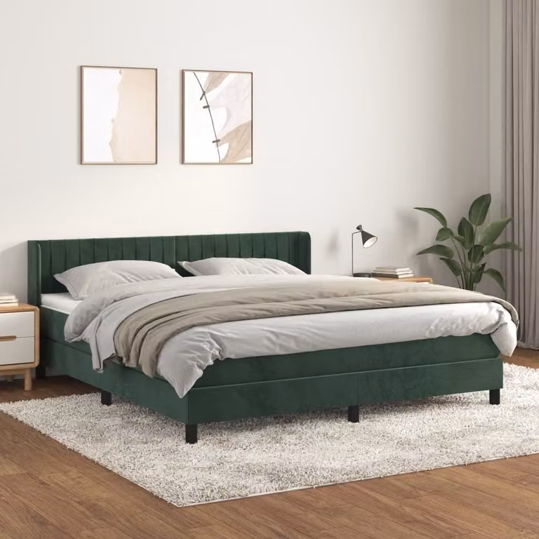 Maison Exclusive - Giroletto a Molle con Materasso Verde Scuro 160x200 cm Velluto